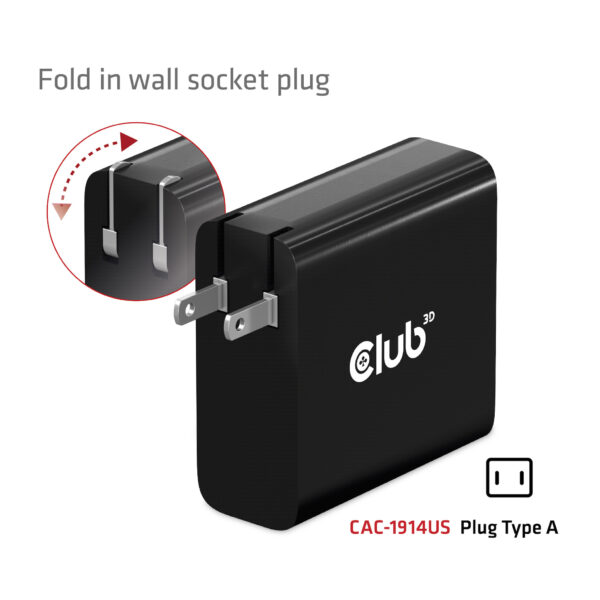 CLUB3D Travel Charger 140 Watt GaN technology, Single port USB Type-C, Power Delivery(PD) 3.1 Support - Afbeelding 16
