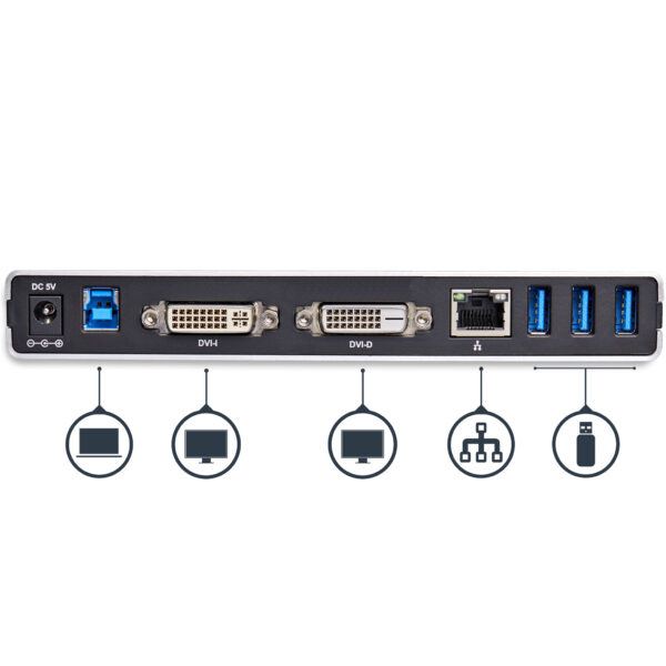 StarTech.com Dual-monitor USB 3.0 docking station met DVI en verticale standaard - Afbeelding 5