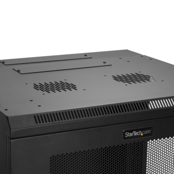 StarTech.com 4 Post 12U Wandmonteerbare Netwerkkast met 1U Schap, 19" Scharnierende Patchkast voor Data/AV/Electronica/Computer - Afbeelding 4