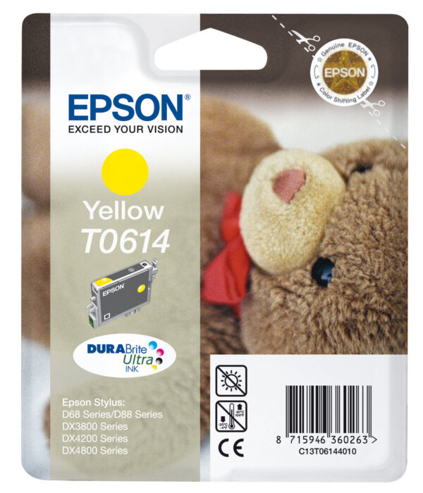 Epson Teddybear inktpatroon Yellow T0614 DURABrite Ultra Ink - Afbeelding 2
