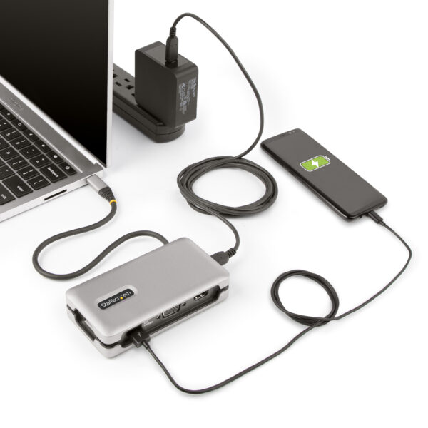 StarTech.com USB-C Multiport Adapter, 4K 60Hz HDMI/VGA, 3-Port USB Hub, 100W Power Delivery Pass-Through, GbE, Travel Docking St - Afbeelding 12
