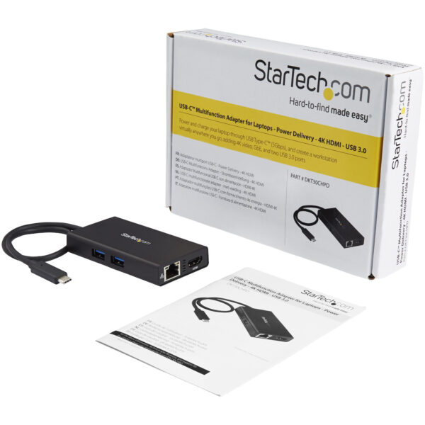 StarTech.com USB-C Multiport Adapter, USB-C Travel Dock met 4K HDMI, 60W Power Delivery Passthrough, GbE, 2pt USB-A 3.0 Hub, USB - Afbeelding 7