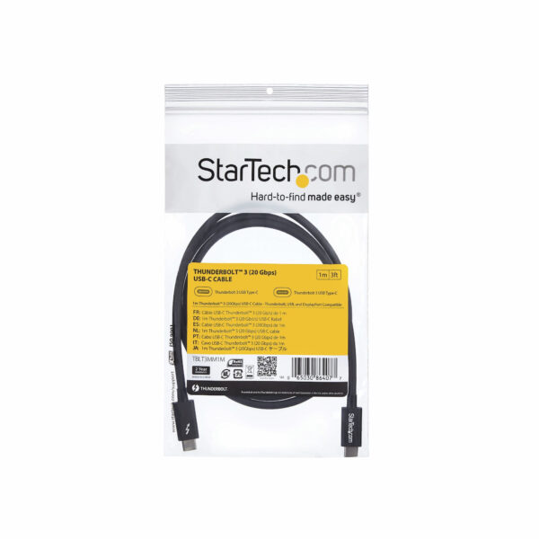 StarTech.com 1m Thunderbolt 3 Kabel, 20Gbps, 100W PD, 4K, Thunderbolt Gecertificeerd, Thunderbolt 4/USB 3.2/DisplayPort Compatib - Afbeelding 2