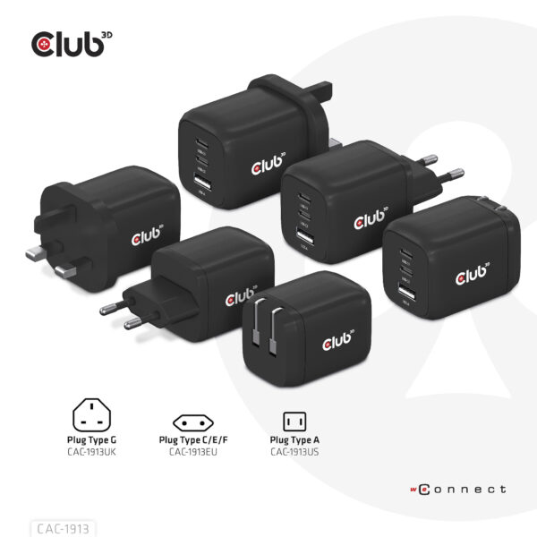 CLUB3D CAC-1913EU Travel Charger 65W GaN - Afbeelding 7