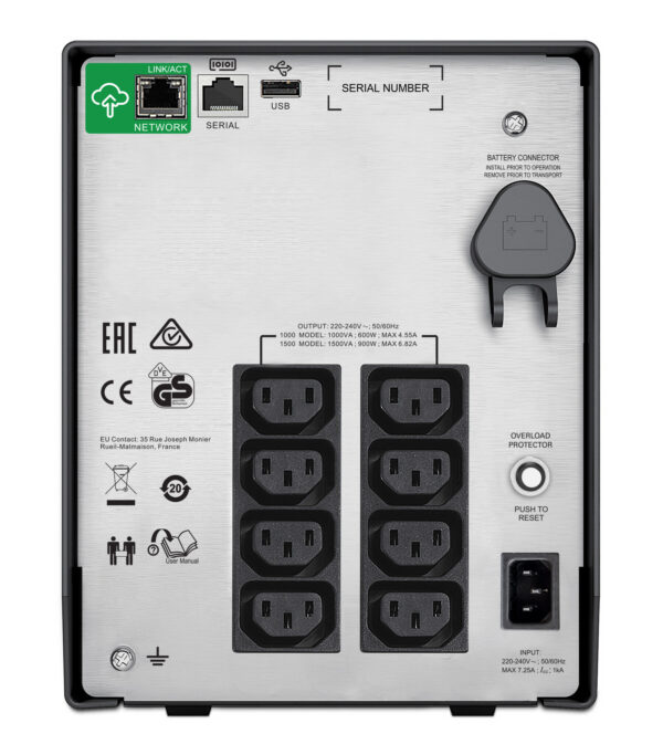 APC Smart-UPS SMC1000IC Noodstroomvoeding - 8x C13, USB, SmartConnect, 1000VA - Afbeelding 2