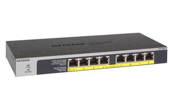NETGEAR GS108LP Unmanaged Gigabit Ethernet (10/100/1000) Power over Ethernet (PoE) 1U Zwart, Grijs - Afbeelding 2