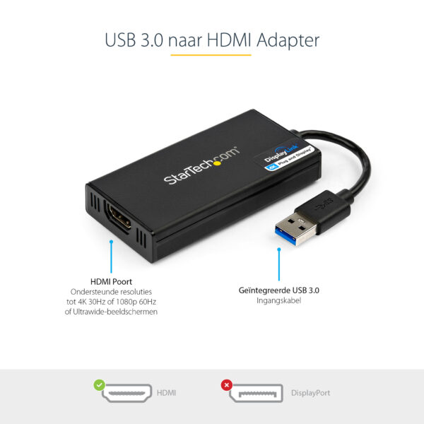 StarTech.com USB 3.0 naar 4K HDMI externe Multi-Monitor grafische videoadapter – DisplayLink gecertificeerd – Ultra HD 4K - Afbeelding 6