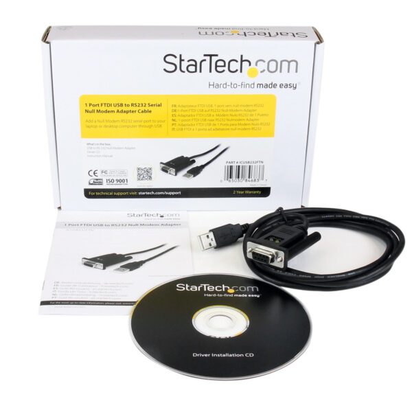 StarTech.com 1-Port USB naar Nulmodem RS232 DB9 Seriële DCE Adapterkabel met FTDI - Afbeelding 2
