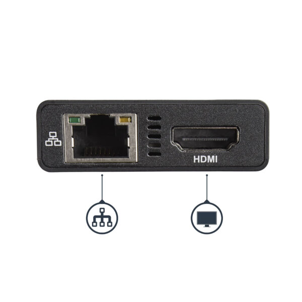 StarTech.com USB-C Multiport Adapter, USB-C Travel Dock met 4K HDMI, 60W Power Delivery Passthrough, GbE, 2pt USB-A 3.0 Hub, USB - Afbeelding 2