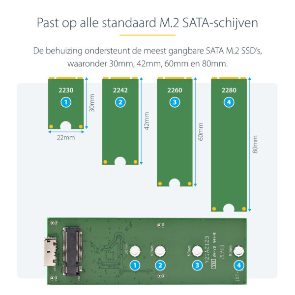 StarTech.com M.2 SSD Behuizing voor M.2 SATA SSDs - USB 3.0 (5Gbps) met UASP - Externe M.2 SSD Behuizing - Aluminum - Afbeelding 6