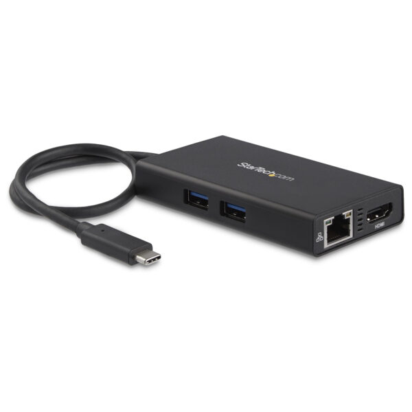 StarTech.com USB-C Multiport Adapter, USB-C Travel Dock met 4K HDMI, 60W Power Delivery Passthrough, GbE, 2pt USB-A 3.0 Hub, USB