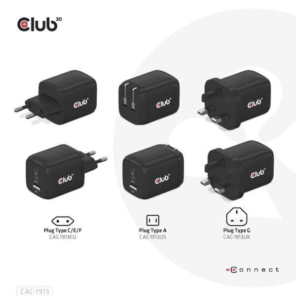 CLUB3D CAC-1913EU Travel Charger 65W GaN - Afbeelding 6