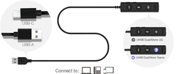 Yealink UH36 Mono Teams Headset Bedraad Hoofdband Kantoor/callcenter USB Type-A Zwart, Zilver - Afbeelding 4