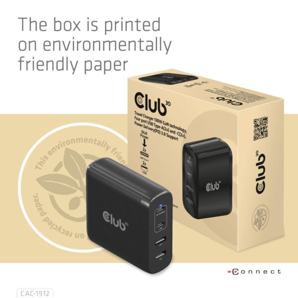 CLUB3D CAC-1912EU netvoeding & inverter Binnen/buiten 100 W Zwart