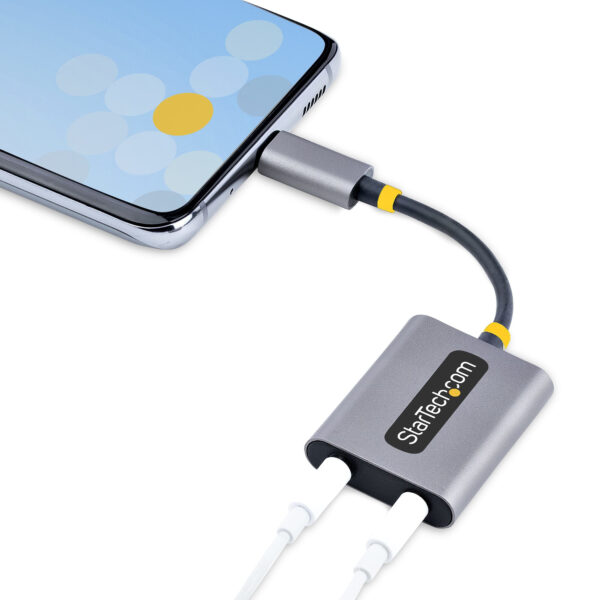 StarTech.com USB-C Headphone Splitter, USB Type C Dual Headset Adapter met Mic Input, USB C naar 3.5mm Audio Adapter/Earphone Do - Afbeelding 7