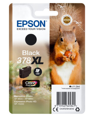 Epson Squirrel Singlepack Black 378XL Claria Photo HD Ink