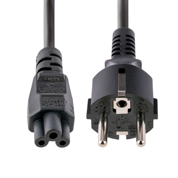 StarTech.com 3m Laptop Stroomkabel, EU Schuko Plug naar C5 (Clover Leaf), 2.5A 250V, 18AWG, Laptop Vervangkabel, Printer Voeding - Afbeelding 2