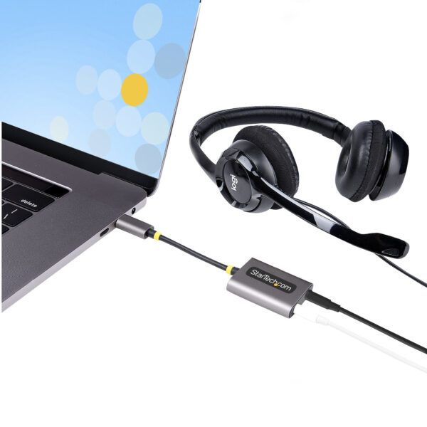 StarTech.com USB-C Headphone Splitter, USB Type C Dual Headset Adapter met Mic Input, USB C naar 3.5mm Audio Adapter/Earphone Do - Afbeelding 9