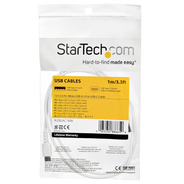 StarTech.com 1m USB A naar USB-C Oplaadkabel, Duurzame USB 2.0 Fast Charge & Sync USB A naar USB C Data Kabel, Rugged Aramide Ve - Afbeelding 6