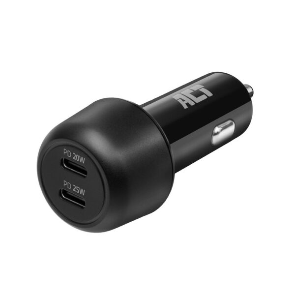 ACT 2-poorts USB-C Fast Charge Autolader 45W met Power Delivery
