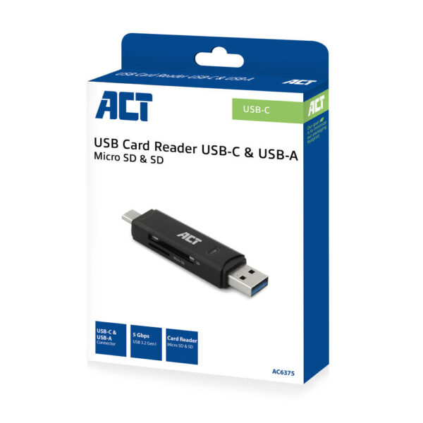 ACT USB-C/USB-A 3.0 card reader - Afbeelding 3