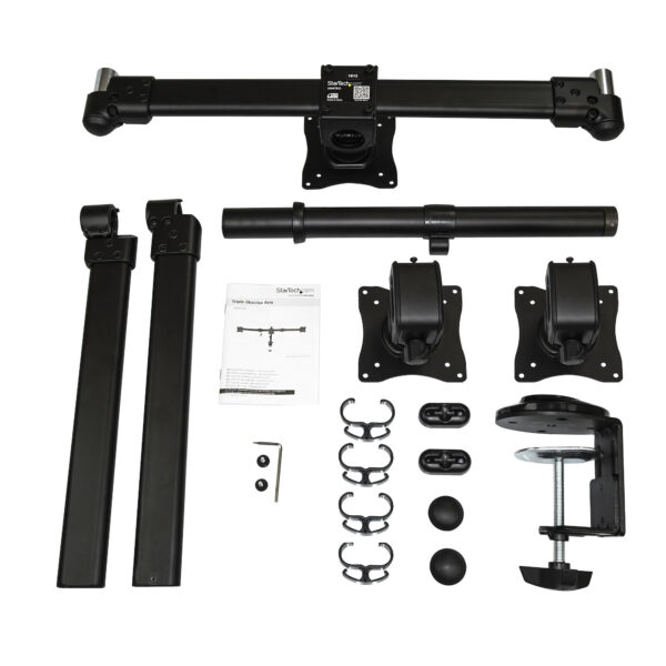 StarTech.com Triple Monitor Arm, Ergonomische VESA Monitor Beugel voor 3 Schermen tot 27", Scharnierend en in Hoogte Verstelbaar - Afbeelding 3
