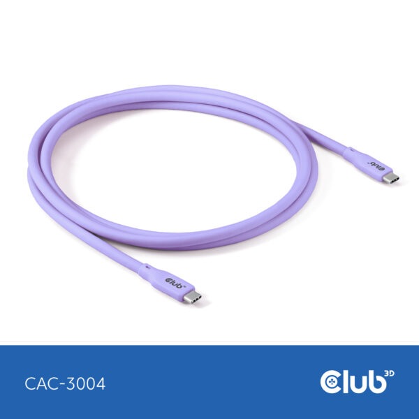 CLUB3D USB C oplaadkabel paars siliconen & tangle-free - Afbeelding 8