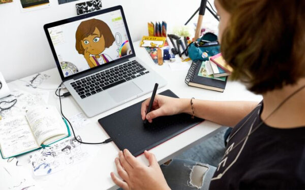 Wacom One by Medium grafische tablet Zwart, Rood 2540 lpi 216 x 135 mm USB - Afbeelding 4