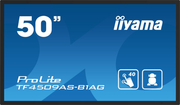 iiyama TF5039AS-B1AG beeldkrant Digitale signage flatscreen 125,7 cm (49.5") LED 500 cd/m² 4K Ultra HD Zwart Touchscreen Type pr