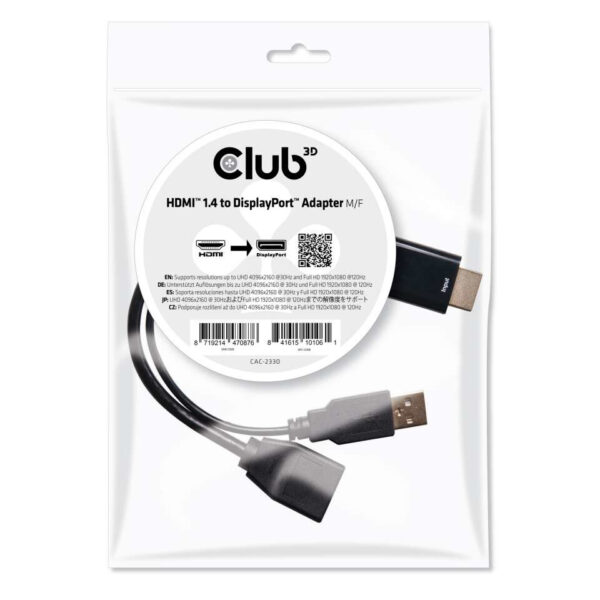 CLUB3D HDMI™ Naar DisplayPort™ Adapter M/V met USB voeding - Afbeelding 2