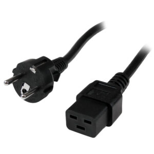 StarTech.com 2m Computer Stroomkabel, 16AWG, EU Schuko naar C19, 16A 250V, Zwart, AC Vervangkabel, Printer Voedingskabel, PC Pow