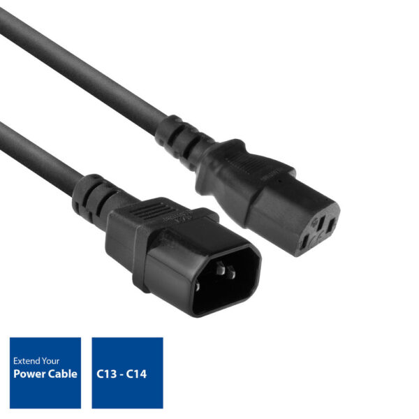 ACT Voedingskabel C13 - C14 zwart 1,8 m - Afbeelding 2