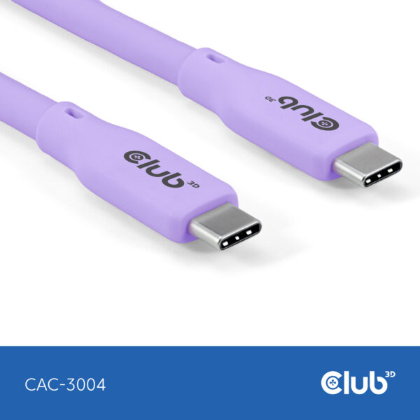 CLUB3D USB C oplaadkabel paars siliconen & tangle-free - Afbeelding 6