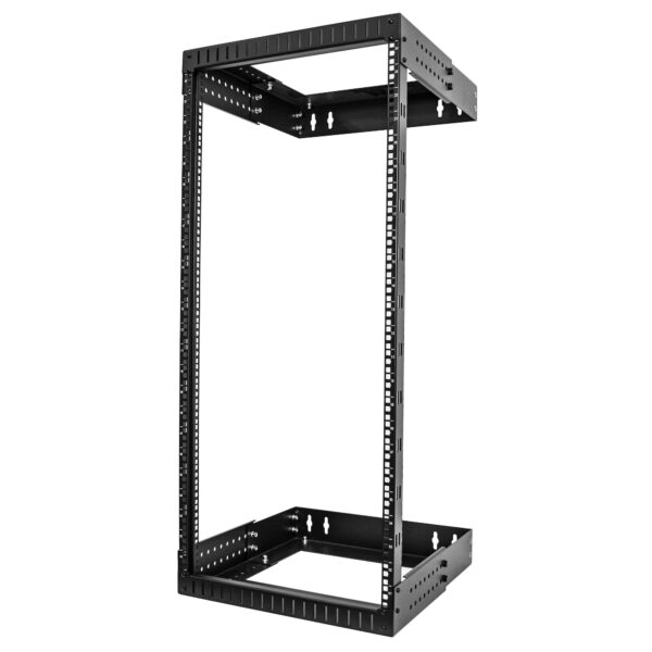 StarTech.com 2 Post 24U Heavy-Duty Wandmonteerbare Server Rack, 19" Open Frame Netwerk Rack met Verstelbare Diepte, Data Rack vo