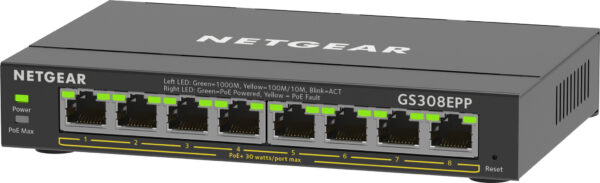 NETGEAR 8-Port Gigabit Ethernet High-Power PoE+ Plus Switch (GS308EPP) - Afbeelding 3