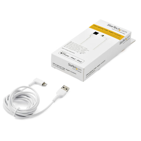 StarTech.com Premium USB-A naar Lightning Kabel 2m Wit - Robuuste 90° haakse USB Type A naar Lightning Charge & Sync Oplaadkabel - Afbeelding 5