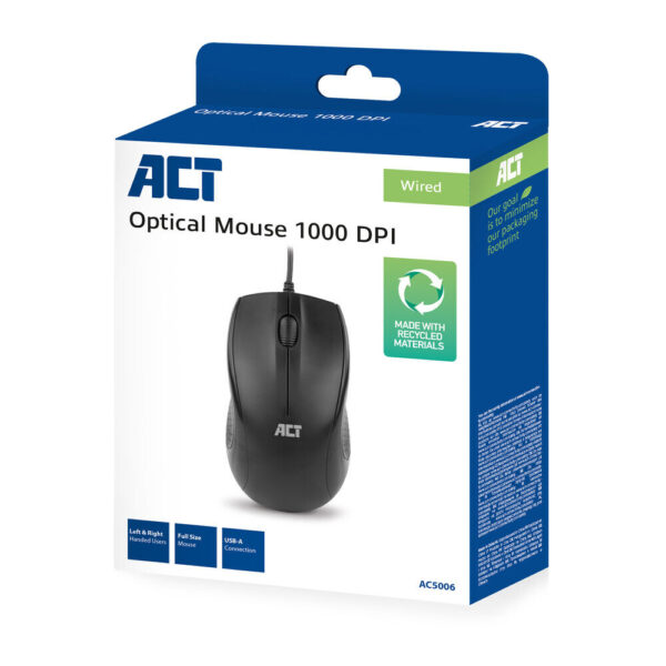 ACT Bedrade full size optische muis 1000 DPI, stille klik, milieuvriendelijk - Afbeelding 5
