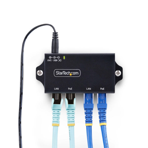 StarTech.com 2-Port Gigabit Midspan PoE+ Injector, 10/100/1000Mbps, PoE+ (802.3af/at), 30W, 1Gbps Ethernet, Wandmonteerbaar, Onb - Afbeelding 7