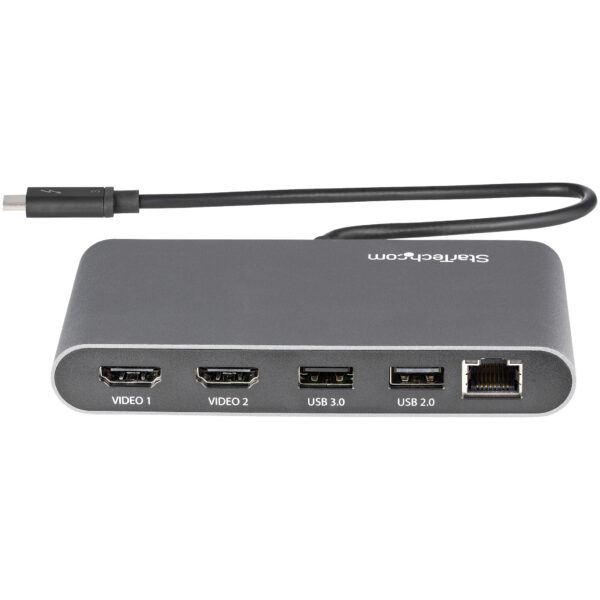 StarTech.com Thunderbolt 3 Mini Dock, Draagbare Dual Monitor Docking Station met HDMI 4K 60Hz, 2x USB-A Hub (USB 3.0/2.0), GbE, - Afbeelding 3