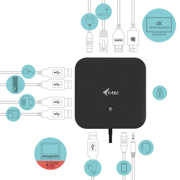 i-tec USB-C HDMI DP DockingWith PD 100W/C100W - Afbeelding 11