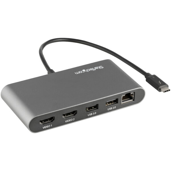 StarTech.com Thunderbolt 3 Mini Dock, Draagbare Dual Monitor Docking Station met HDMI 4K 60Hz, 2x USB-A Hub (USB 3.0/2.0), GbE, - Afbeelding 4