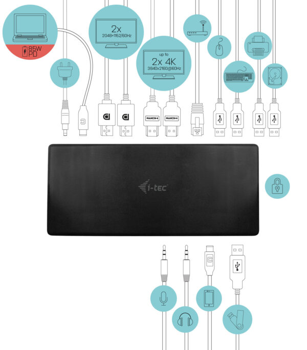 i-tec USB-C Quattro Display Docking PD 85W - Afbeelding 4