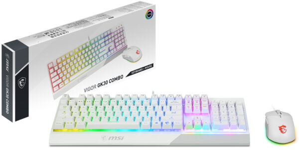 MSI VIGOR GK30 COMBO WHITE US toetsenbord Inclusief muis Gamen USB QWERTY Italiaans Wit - Afbeelding 5