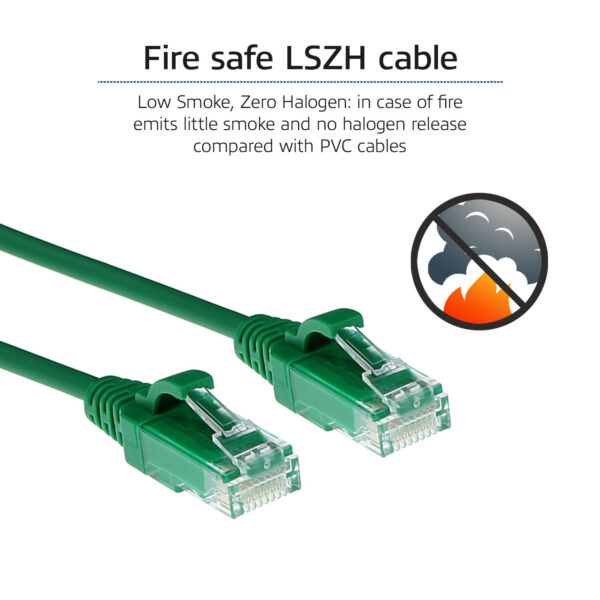 ACT Groene 1.5 meter LSZH U/UTP CAT6 datacenter slimline patchkabel snagless met RJ45 connectoren - Afbeelding 7