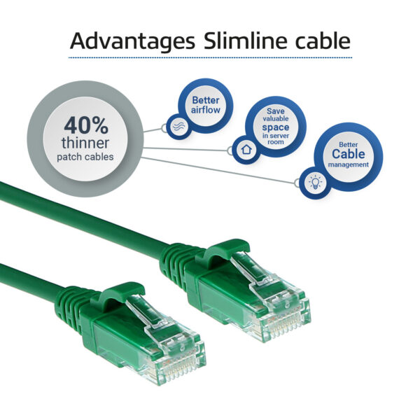 ACT Groene 1.5 meter LSZH U/UTP CAT6 datacenter slimline patchkabel snagless met RJ45 connectoren - Afbeelding 4