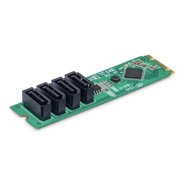 StarTech.com 4-Port M.2 naar SATA Adapter Kaart, M.2 PCIe 3.0 naar SATA HDD/SSD Uitbreidingskaart, ASM1064 Chipset, M.2 NVMe naa - Afbeelding 2
