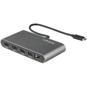 StarTech.com Thunderbolt 3 Mini Dock, Draagbare Dual Monitor Docking Station met HDMI 4K 60Hz, 2x USB-A Hub (USB 3.0/2.0), GbE,