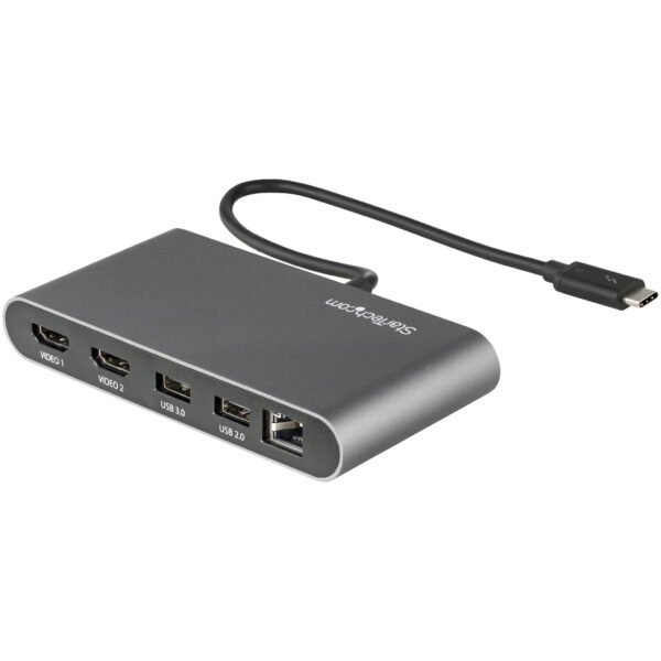 StarTech.com Thunderbolt 3 Mini Dock, Draagbare Dual Monitor Docking Station met HDMI 4K 60Hz, 2x USB-A Hub (USB 3.0/2.0), GbE,
