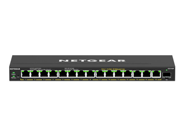 NETGEAR GS316EP-100PES netwerk-switch Managed Gigabit Ethernet (10/100/1000) Power over Ethernet (PoE) Zwart - Afbeelding 2