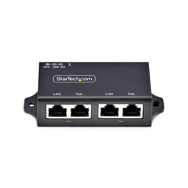 StarTech.com 2-Port Gigabit Midspan PoE+ Injector, 10/100/1000Mbps, PoE+ (802.3af/at), 30W, 1Gbps Ethernet, Wandmonteerbaar, Onb - Afbeelding 3